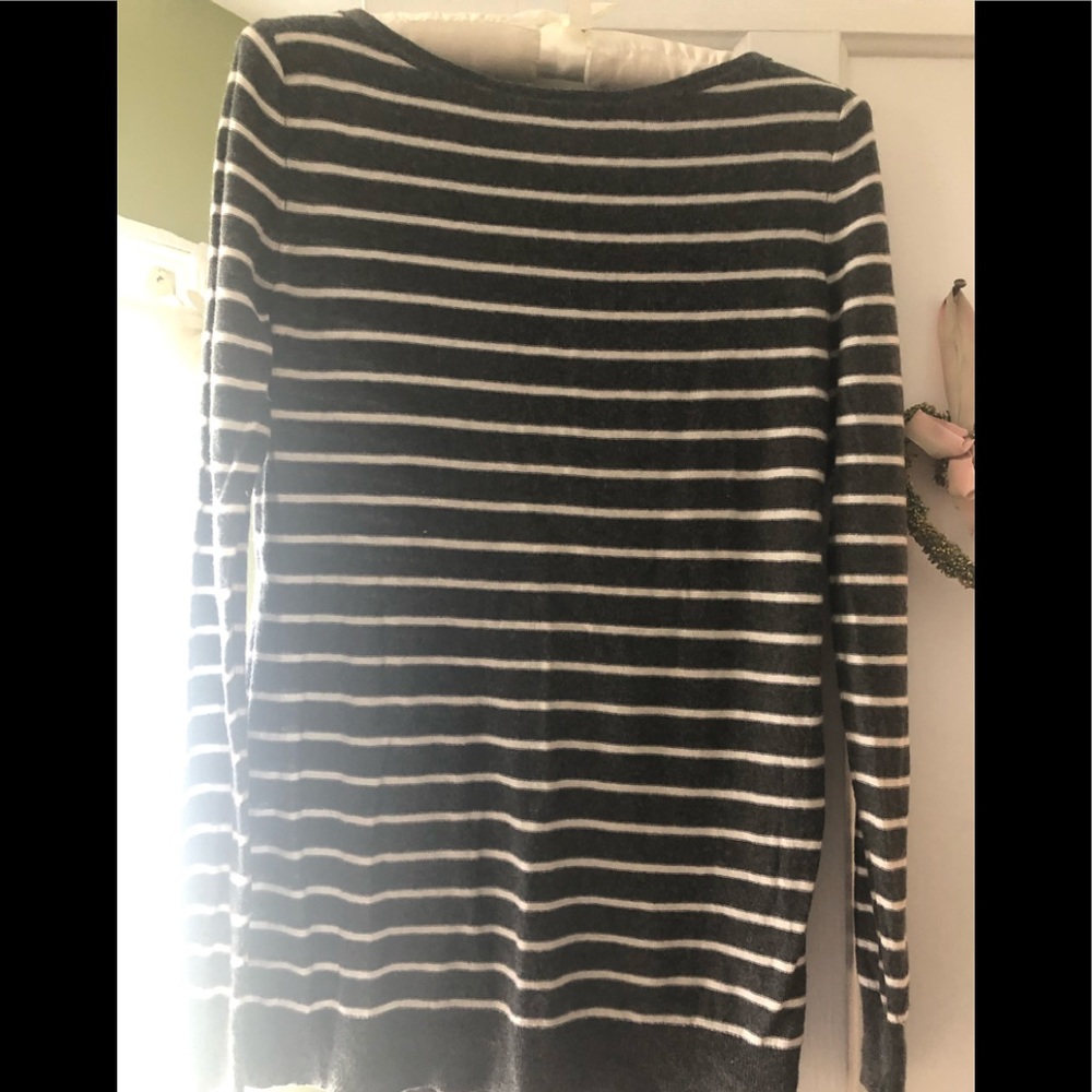 Ann Taylor Loft grey and white striped sweater